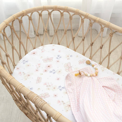 2pk Bassinet Fitted Sheets - Butterfly Garden - Lozza’s Gifts & Homewares 