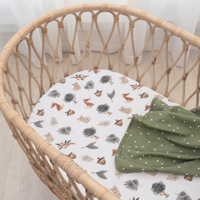 2pk Bassinet Fitted Sheets - Forest Retreat - Lozza’s Gifts & Homewares 