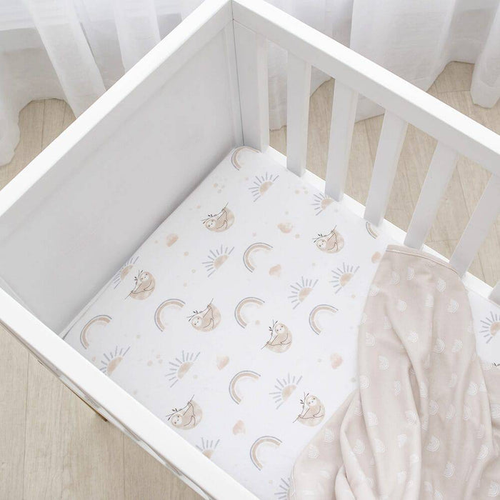 2pk Bassinet Fitted Sheets - Happy Sloth - Lozza’s Gifts & Homewares 