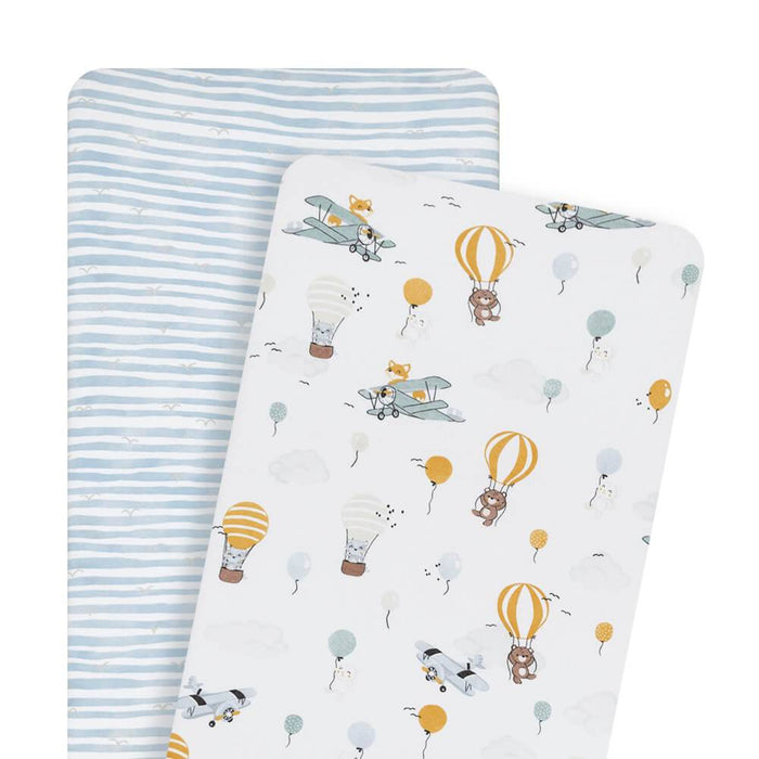 2pk Bassinet Fitted Sheets - Up Up & Away - Lozza’s Gifts & Homewares 