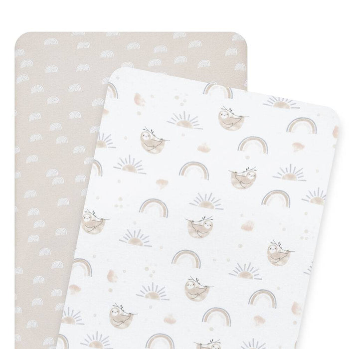2pk Bedside Co-Sleeper Fitted Sheets - Happy Sloth - Lozza’s Gifts & Homewares 