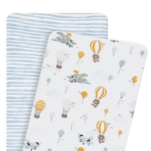 2pk Bedside Co-Sleeper Fitted Sheets - Up Up & Away - Lozza’s Gifts & Homewares 