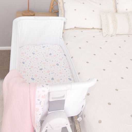Organic Muslin 2-pack Cradle/Co-Sleeper Fitted Sheets - Botanical/Blush - Lozza’s Gifts & Homewares 