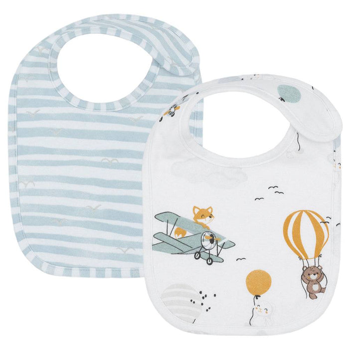 Baby Bibs - 2 Pack - Up Up & Away - Lozza’s Gifts & Homewares 