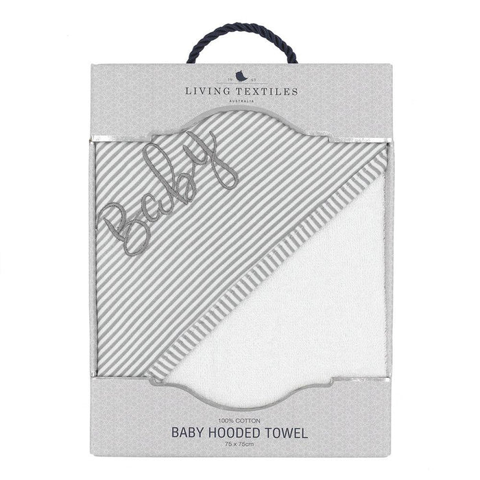Hooded Towel - Grey Stripe - Lozza’s Gifts & Homewares 