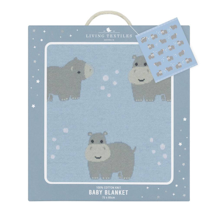 100% Cotton Whimsical Hippo Baby Blanket - Lozza’s Gifts & Homewares 
