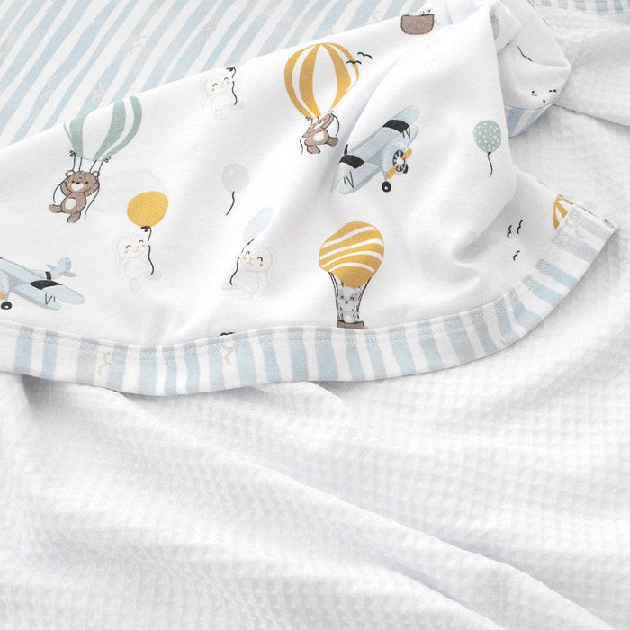 Cot Waffle Blanket - Up Up & Away - Lozza’s Gifts & Homewares 