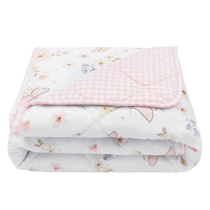 Reversible Quilted Cot Comforter - Butterfly Garden - Lozza’s Gifts & Homewares 