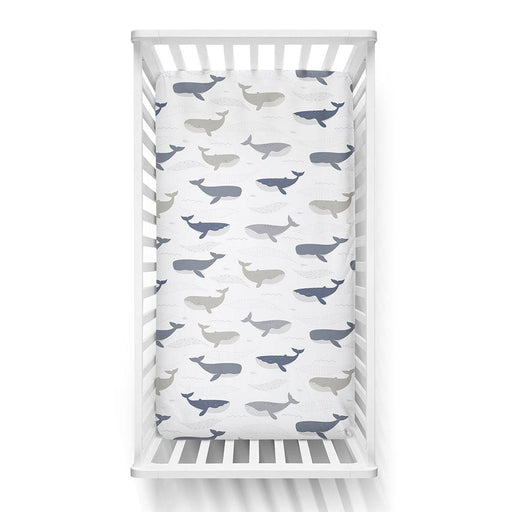 Cot Fitted Sheet - Whales - Lozza’s Gifts & Homewares 