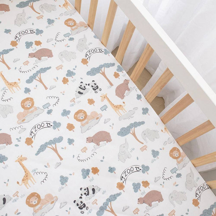 Day at the Zoo Cot Fitted Sheet - Lozza’s Gifts & Homewares 