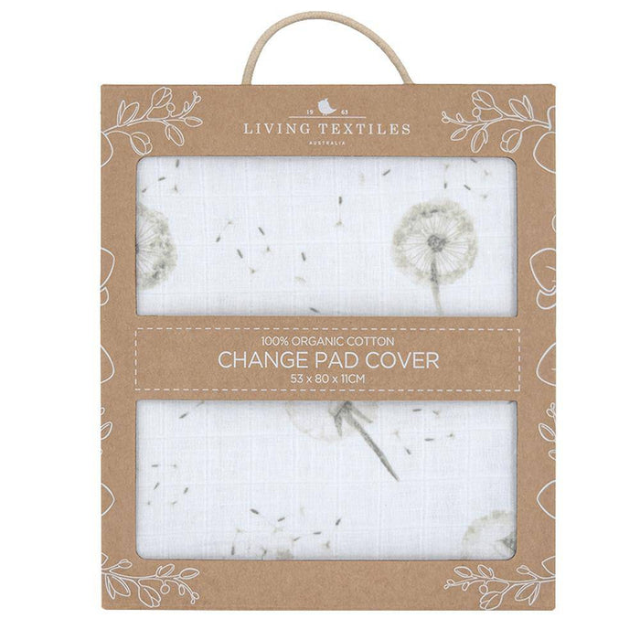 Organic Muslin Change Pad Cover - Dandelion Grey - Lozza’s Gifts & Homewares 