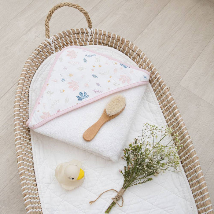 Organic Muslin Hooded Towel - Botanical/Blush - Lozza’s Gifts & Homewares 