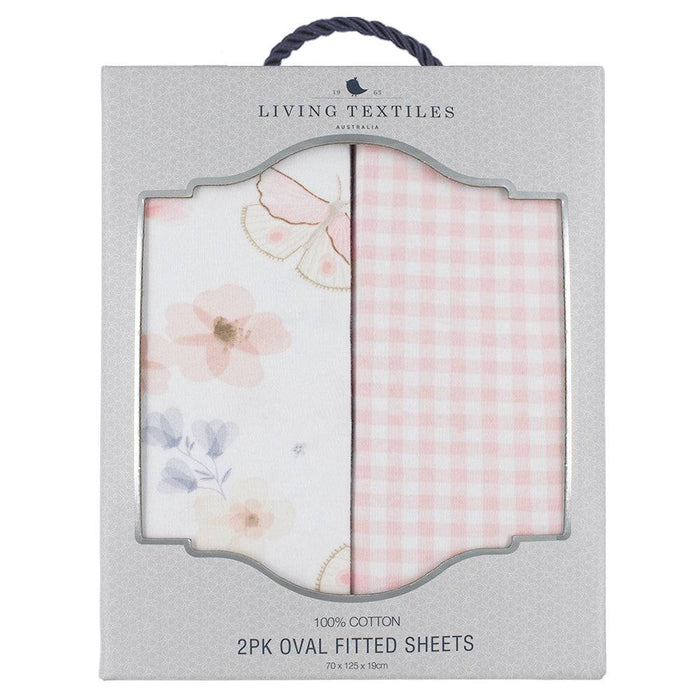 2pk Oval Cot Fitted Sheets - Butterfly Garden - Lozza’s Gifts & Homewares 