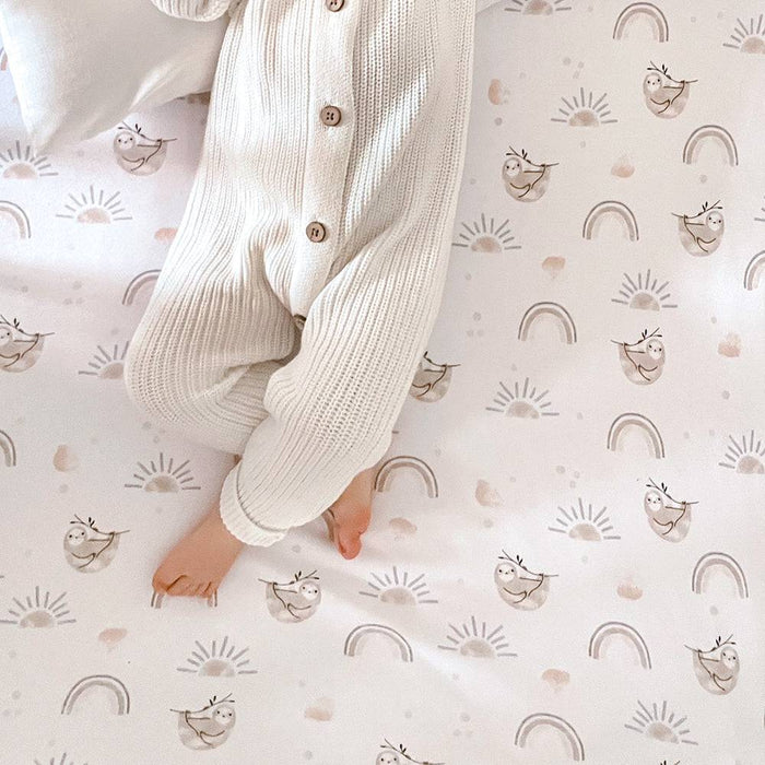 2pk Oval Cot Fitted Sheets - Happy Sloth - Lozza’s Gifts & Homewares 