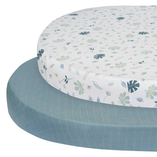 2pk Oval Cot Fitted Sheets - Organic Muslin - Banana Leaf - Lozza’s Gifts & Homewares 