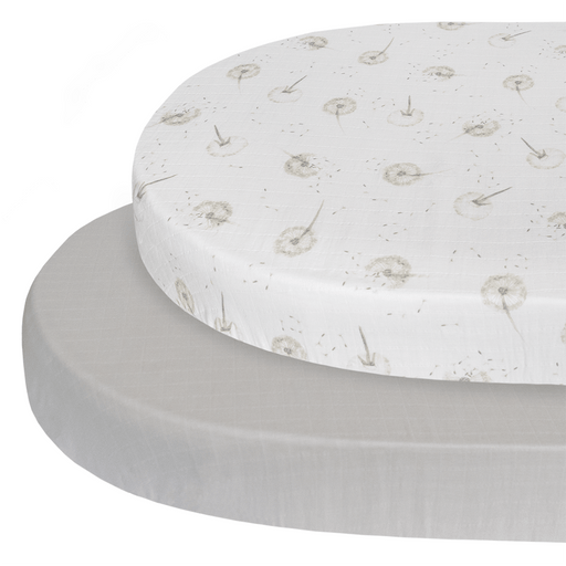 2pk Oval Cot Fitted Sheets - Organic Muslin - Dandelion/Grey - Lozza’s Gifts & Homewares 
