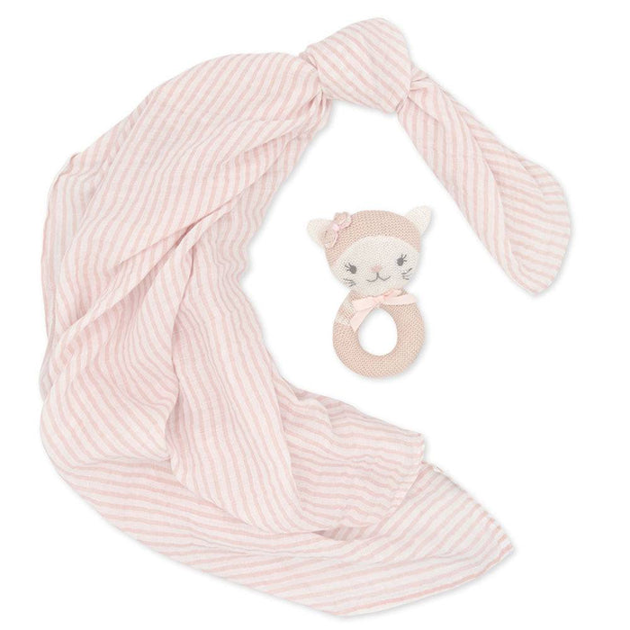 Daisy the Cat Rattle & Muslin Gift Set - Lozza’s Gifts & Homewares 