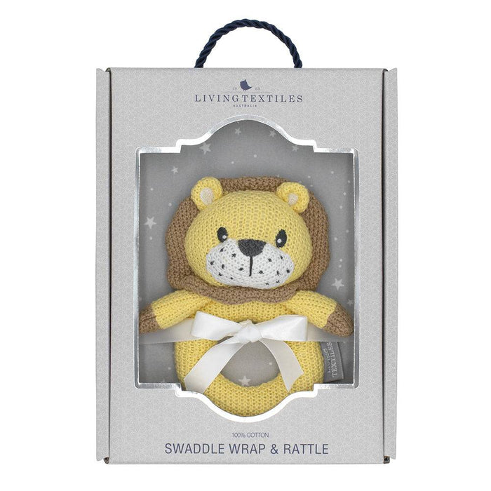 Jersey Swaddle & Rattle Gift Set - Stars/Lion - Lozza’s Gifts & Homewares 