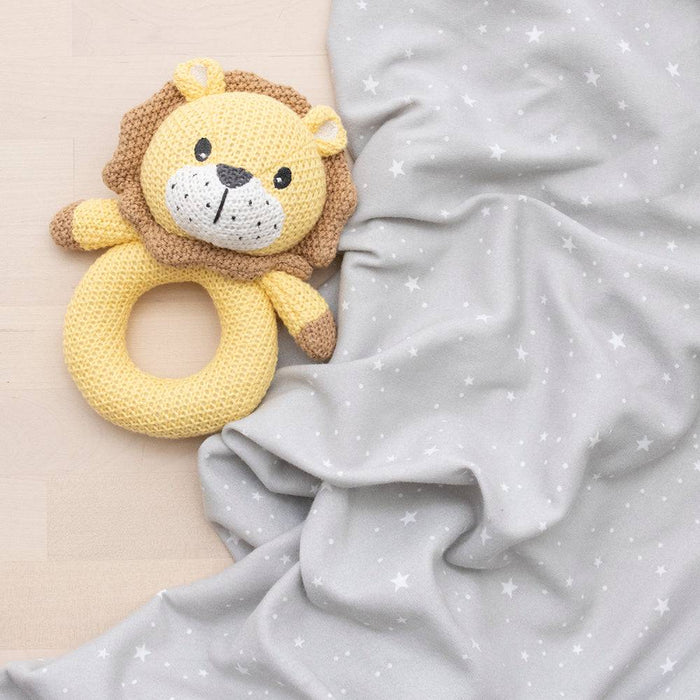 Jersey Swaddle & Rattle Gift Set - Stars/Lion - Lozza’s Gifts & Homewares 
