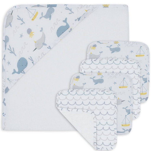 5-piece Muslin Bath Gift Set - Whale of a Time - Lozza’s Gifts & Homewares 