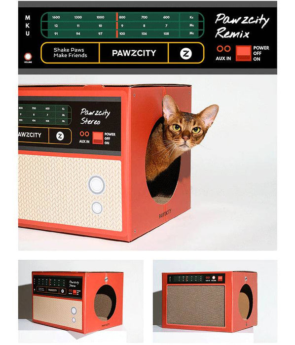 Cat Scratching Vintage Speaker House - A - Lozza’s Gifts & Homewares 