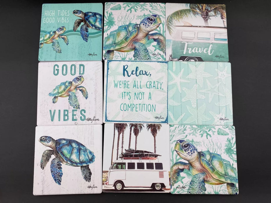 Coasters Ceramic 4 Pack Assorted - Summer
