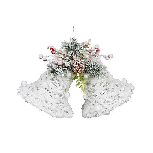Snowy Light Up Double Christmas Bells - 42cm - Lozza’s Gifts & Homewares 