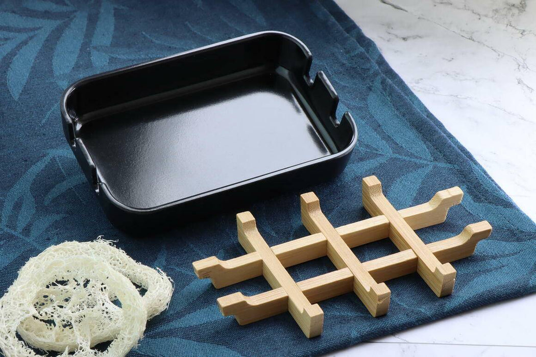 Bamboo Ecofriendly Soap Dish - Nature Rack - Black - Lozza’s Gifts & Homewares 